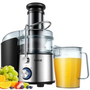1200W GDOR Juicer with Titanium Enhanced Cut Disc, Larger 3” Feed Chute Juicer Machines for Whole Fruits and Vegetables, Centrifugal Juicer with 40 Oz Juice Pitcher, BPA-Free,...