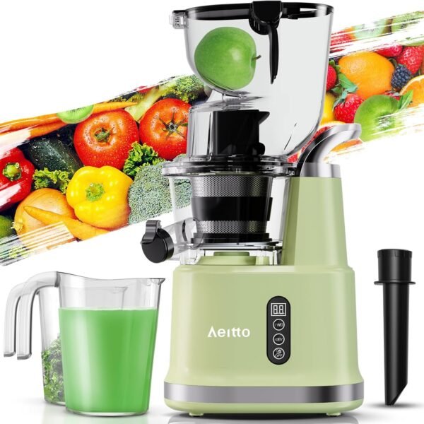 Aeitto Cold Press Juicer,Masticating Juicer Machines with 3.3" Large Feed Chute for Vegetables and Fruits,Self Feeding for Juice Extractor,Large Capacity,High Juice Yield,Easy...