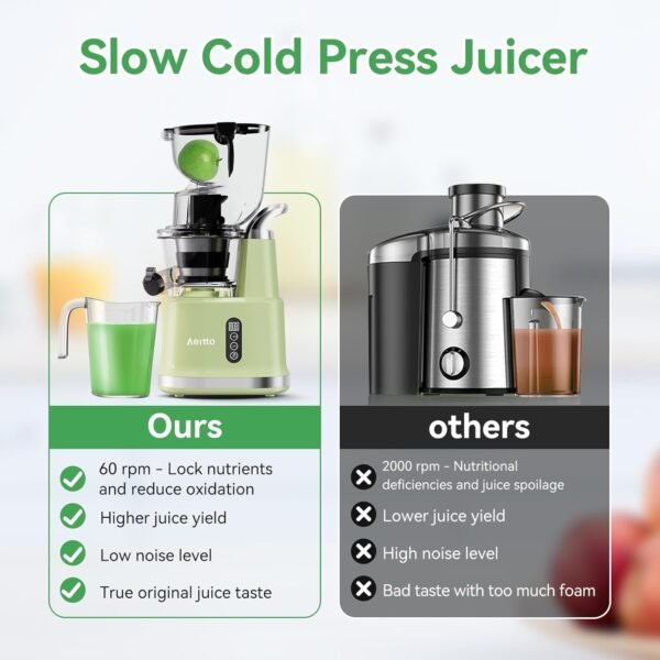 Aeitto Cold Press Juicer Review High Juice Yield and Easy Cleaning Masticating Juicer