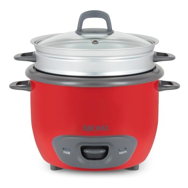 Aroma Housewares 14-Cup (Cooked) (7-Cup UNCOOKED) Pot Style Rice Cooker and Food Steamer (ARC-747-1NGR) , Red