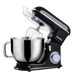 Aucma Stand Mixer,8.5QT 900W Tilt-Head, Large Capacity Kitchen Electric Mixer with Dough Hook, Wire Whip & Beater (Black, 8.5QT)