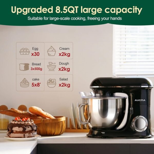 Aucma Stand Mixer Review Powerful 8.5QT Kitchen Mixer with Quiet 900W Motor