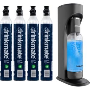 Drinkmate OmniFizz Sparkling Beverage Maker CO2 Bundle - Sparkling Water/Soda Streaming Machine That Carbonates Any Drink - Includes 4 CO2 Cylinders, 1 Carbonation Bottle, 1... Drinkmate OmniFizz Sparkling Beverage Maker CO2 Bundle - Sparkling Water/Soda Streaming Machine That Carbonates Any Drink - Includes 4 CO2 Cylinders, 1 Carbonation Bottle, 1...