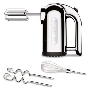Dualit Hand Mixer - 400W - Strong Grip Handle - Attachments Included - Integral Plug Storage - 4 Speed Settings - Repairable gears - Flat Beaters, Dough Hooks, Balloon Whisk Dualit Hand Mixer - 400W - Strong Grip Handle - Attachments Included - Integral Plug Storage - 4 Speed Settings - Repairable gears - Flat Beaters, Dough Hooks, Balloon Whisk