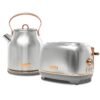 Haden Heritage 4 Slice Wide Slot Stainless Steel Toaster Bundled with 1.7 Liter Stainless Steel Electric Water Kettle, Steel & Copper Haden Heritage 4 Slice Wide Slot Stainless Steel Toaster Bundled with 1.7 Liter Stainless Steel Electric Water Kettle, Steel & Copper