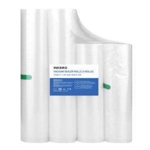 Inkbird 4 Rolls Vacuum Sealer Bags, 11" x 25' 2 Rolls & 8" x 25' 2 Rolls Vacuum Sealer Rolls for Food Saver, Sous Vide Bags Food Storage Freezer Sealer Bag for Cooking with BPA...