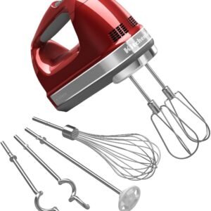 KitchenAid 9-Speed Digital Hand Mixer with Turbo Beater II Accessories and Pro Whisk - Candy Apple Red