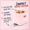 Nostalgia Retro Wide 2-Slice Toaster, Vintage Design With Crumb Tray, Cord Storage & 5 Toasting Levels, Pink