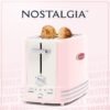 Nostalgia Retro Wide 2-Slice Toaster, Vintage Design With Crumb Tray, Cord Storage & 5 Toasting Levels, Pink