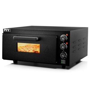 PYY Indoor Pizza Oven Countertop 14 Inch Electric Pizza Ovens Commercial 1800W with Pizza Stone and Timer
