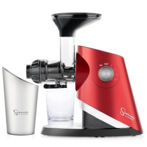 Sana 727 Supreme Cold Press Masticating Juicer | Large Batch | Non-Stop Juicing | 4 Speed Brushless DC Motor | 45-120 RPM’s | Easy clean 132 Page Recipe Book | 15 Year Warranty...