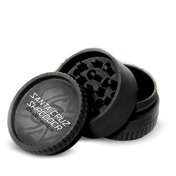 Santa Cruz Shredder Grinder for Herbs Knurled Top for Stronger Grip 3-Piece 2.2" (Black)
