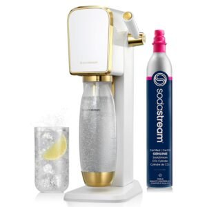 SodaStream Art Sparkling Water Maker (White/Gold) with CO2 and Carbonating Bottle