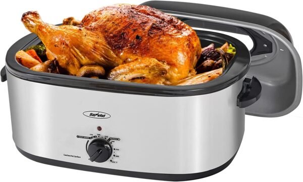 Sunvivi Roaster Oven, Electric Roaster Oven with Viewing Lid, 30lb 26-Quart Turkey Roaster with Unique Defrost/Warm Function, Large Roaster with Removable Pan & Rack, Stainless... Sunvivi Roaster Oven, Electric Roaster Oven with Viewing Lid, 30lb 26-Quart Turkey Roaster with Unique Defrost/Warm Function, Large Roaster with Removable Pan & Rack, Stainless...