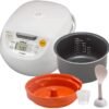 Tiger Japan Made Synchro-Cooking 5.5-Cup Micom Rice Cooker and Warmer with 10 Cooking Menu Settings, Stainless Steel Non-Stick Inner Pot and Tacook Cooking Plate, Lets you Cook...