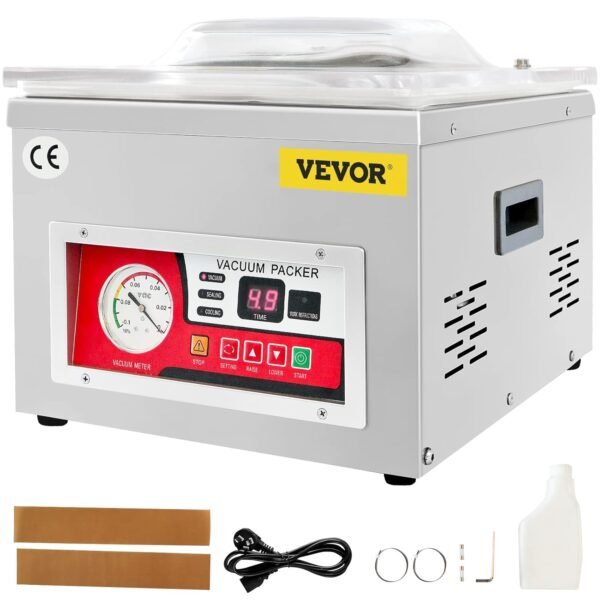 VEVOR Chamber Vacuum Sealer, DZ-260A 6.5 cbm/h Pump Rate, Excellent Sealing Effect with Automatic Control, 110V/60Hz Professional Foods Packaging Machine Used for Fresh Meats... VEVOR Chamber Vacuum Sealer, DZ-260A 6.5 cbm/h Pump Rate, Excellent Sealing Effect with Automatic Control, 110V/60Hz Professional Foods Packaging Machine Used for Fresh Meats...