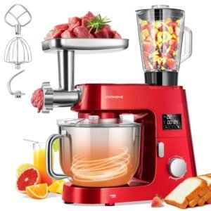 VIVOHOME 9 in 1 Multifunctional Stand Mixer with Fermentation, 6 Speed 7.5 Quart Kitchen Electric Food Mixer with Timer, Meat Grinder, Juice Blender, Vegetable Slicer, Pasta and...