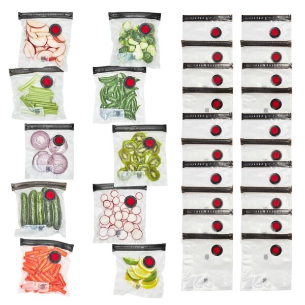 ZWILLING Fresh & Save Set 30-pc Vacuum Sealer Bag for Food, 1/2 Gallon, Sous Vide Bag, Reusable Food Storage Bag for Meal Prep, Reusable Snack Bags, Dishwasher Safe, Small, Clear